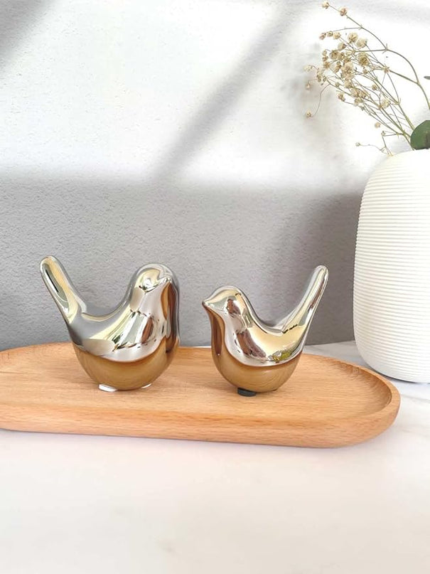 Cute Bedroom Decor Birds, Silver Cute Home Decor, Small Table Decor Items, Modern Silver Cute Decor for Living Room Shelf Bookshelf Table Top - LeafyLoom
