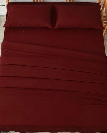 SONORO KATE Bed Sheet Set Super Soft Microfiber 1800 Thread Count Luxury Egyptian Sheets 16-Inch Deep Pocket，Wrinkle-4 Piece (Burgundy, Full) - LeafyLoom
