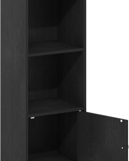 Furinno Luder Shelf Bookcase with 1 Door Storage Cabinet, Blackwood - LeafyLoom