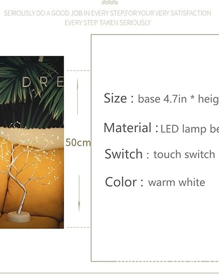 MYSNKU DIY Led Desk Tree Lamp, Desk Table Decor 36 Pearl LED Lights for Home,Bedroom, Indoor,Wedding Party,Decoration Touch Switch Battery Powered or USB Adapter (Art Deco) - LeafyLoom