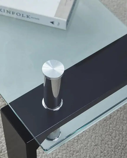 Coffee Table - Rectangle Glass Coffee Table with Simple and Classical Inspired Design, Easy Assembly for Modern Living, 39.5 * 23.5 * 17.5 inches (Black) - LeafyLoom