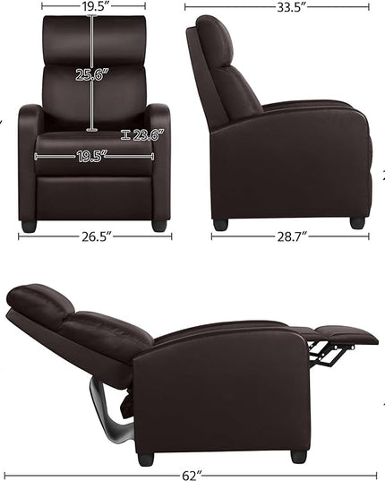 Yaheetech Recliner Chair Faux Leather Recliner Sofa Adjustable Modern Recliner Seat Club Chair Home Theater Seating Brown - LeafyLoom