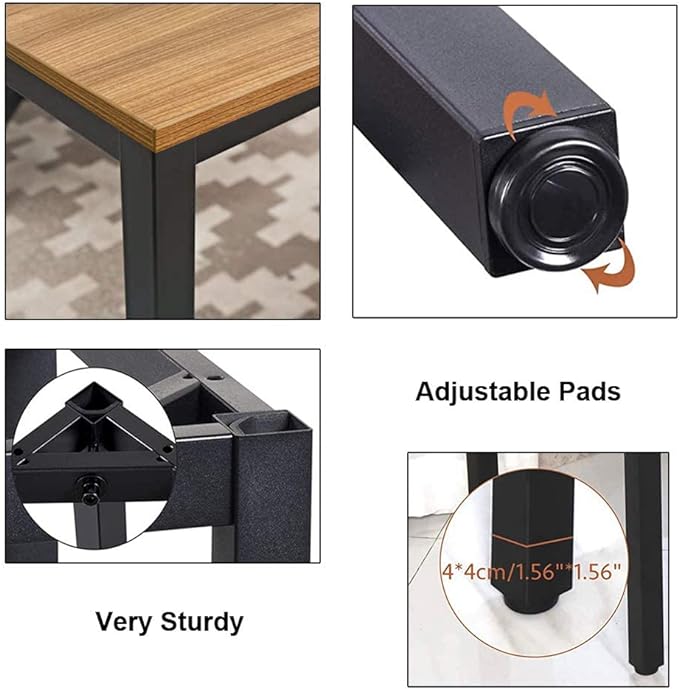 BIBOC 24X48 inches Computer Desk/Dining Table, Office Desk, Composite Wood Board Sturdy Writing Workstation for Home Office Walnut and Black Legs - LeafyLoom