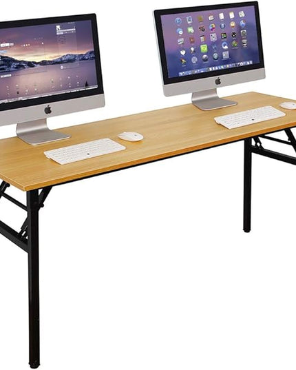 Computer Desk,62" Modern Simple Style Folding Tables,Home Office Writing Desk, Space Saving Foldable Table, No Install Needed - LeafyLoom