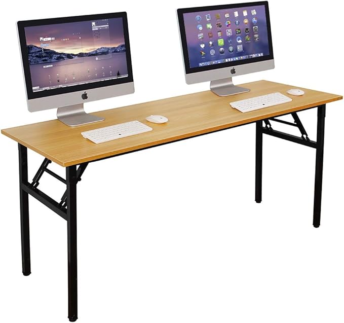 Computer Desk,62" Modern Simple Style Folding Tables,Home Office Writing Desk, Space Saving Foldable Table, No Install Needed - LeafyLoom