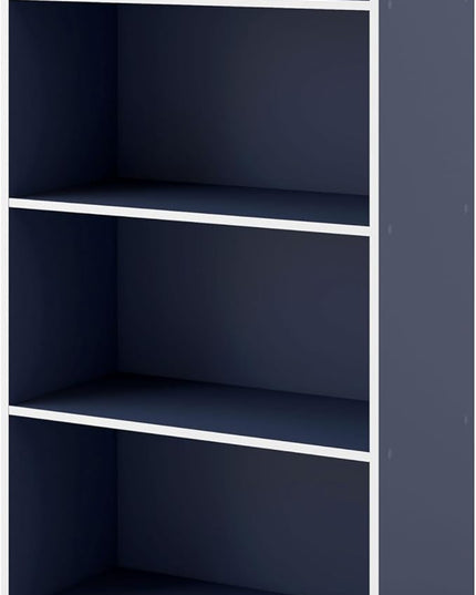 Apexa 4-Tier Cube Storage Organizer Shelves, Stackable Wood Bookcase Fits Cubby Bins for Organization, Dorm Teen Room Decor & Home Office, Steel Blue - LeafyLoom