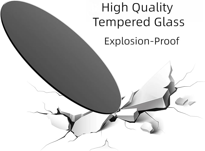 Round Tempered Glass Table Top, 24 Inch, Black - LeafyLoom