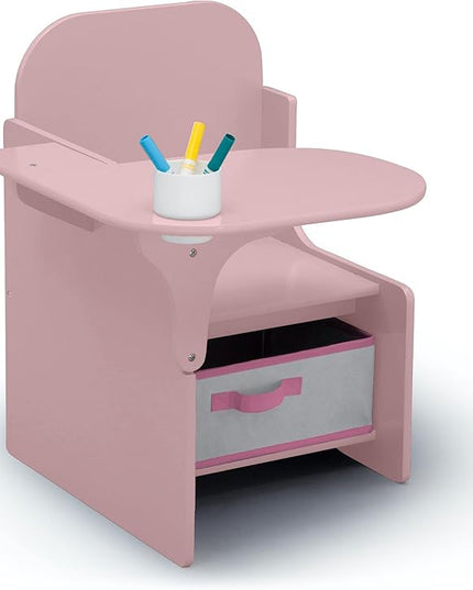 Delta Children MySize Chair Desk with Storage Bin - Greenguard Gold Certified, Dusty Rose - LeafyLoom