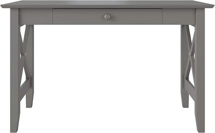 AFI 48" Solid Wood Writing Desk - Sturdy X Design - Home Office Desk with Drawer - Laptop Computer Work Study Table Grey - LeafyLoom