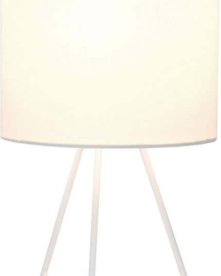 Simple Designs LT2066-WOW 14" Down to the Wire Metal Table Lamp with Fabric Shade, White with White Shade (Pack of 12) - LeafyLoom