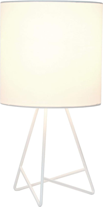 Simple Designs LT2066-WOW 14" Down to the Wire Metal Table Lamp with Fabric Shade, White with White Shade (Pack of 12) - LeafyLoom