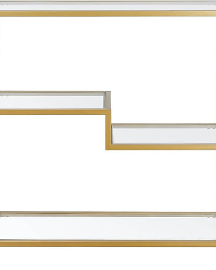Henn&Hart 36" Tall Rectangular Bookcase in Gold, for Home Office, Living Room - LeafyLoom