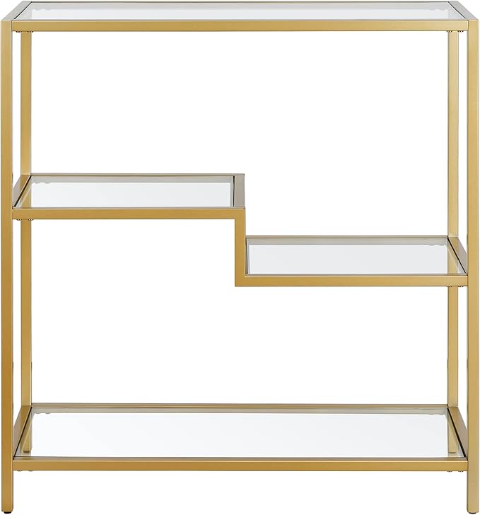 Henn&Hart 36" Tall Rectangular Bookcase in Gold, for Home Office, Living Room - LeafyLoom