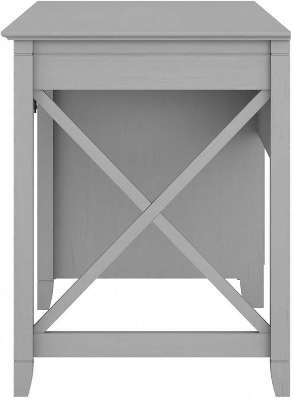 Bush Furniture Key West Computer Desk with Storage | Farmhouse PC Table for Home Office, 54W, Cape Cod Gray - LeafyLoom