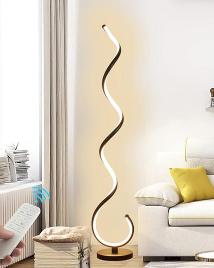Spiral LED Floor Lamp, 40W Dimmable Modern Floor Lamps for Living Room with Remote Control, Stepless Adjustable Colors & Brightness Standing Lamp Reading Corner Floor Lamp for Bedroom - Black - LeafyLoom