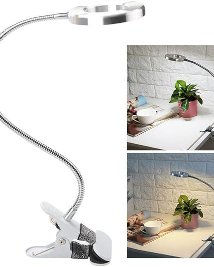 USB Gooseneck Lamp, Circle Makeup Lamp Eyebrow Lip Tattoo Beauty Salon Desktop LED Lights with Clip, Portable Desk Light for Reading, Makeup - LeafyLoom