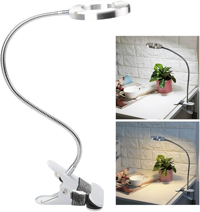 USB Gooseneck Lamp, Circle Makeup Lamp Eyebrow Lip Tattoo Beauty Salon Desktop LED Lights with Clip, Portable Desk Light for Reading, Makeup - LeafyLoom