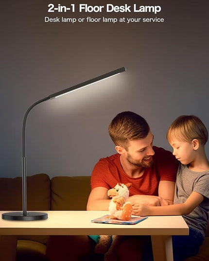 Floor Lamp,9W Bright LED Standing Lamp with 3000K-6000K Adjustable 4 Color Temperature,Touch Control Dimmable Modern Task Floor Lamp with Timing for Living Room Bedroom Office - LeafyLoom