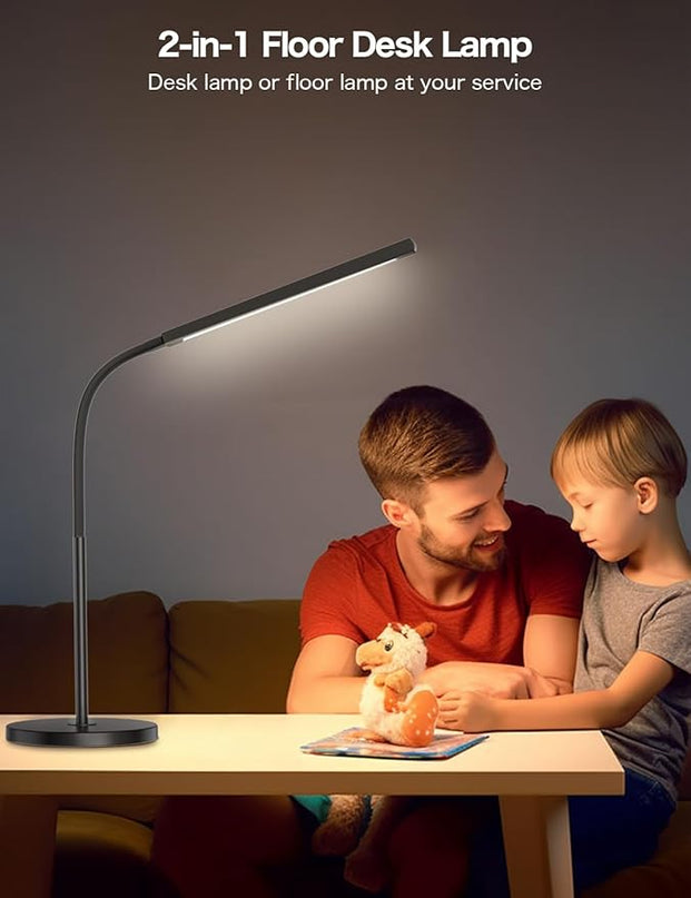 Floor Lamp,9W Bright LED Standing Lamp with 3000K-6000K Adjustable 4 Color Temperature,Touch Control Dimmable Modern Task Floor Lamp with Timing for Living Room Bedroom Office - LeafyLoom
