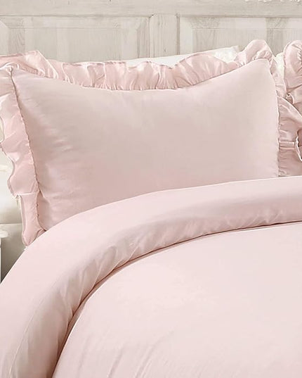 Lush Decor Reyna Ruffle Comforter Set - 3 Piece Cozy Ruffled Bedding Set - Timeless Elegance and Comfort for Bedroom - King, Blush - LeafyLoom