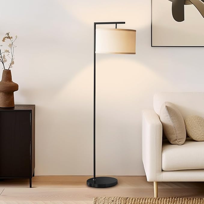 Brightech Montage Modern Floor lamp, LED Floor Lamp for Living Rooms & Offices - Tall Standing Lamp for Bedroom Reading - Corner Pole Lamp for Contemporary Home Decor - Black - LeafyLoom