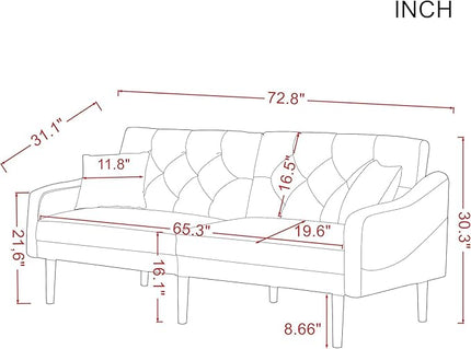 Mid-Century Modern Tufted Loveseat Sofa Living Room Furniture Sets Adjusting Backrest Small Comfy Couch for Bedroom Apartment,Home Office,Pink Sofá - LeafyLoom