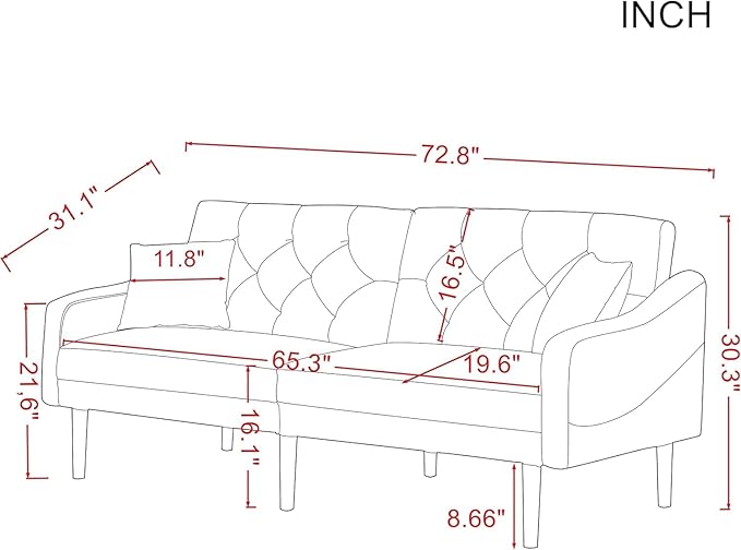 Mid-Century Modern Tufted Loveseat Sofa Living Room Furniture Sets Adjusting Backrest Small Comfy Couch for Bedroom Apartment,Home Office,Pink Sofá - LeafyLoom