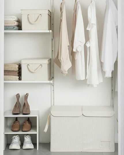 StorageWorks Toy Storage Organizer with Flip-Top Lids, Toy Bins for Living Room, Nursery Room, Playroom, Large Toy Chest for Kids, Mixing of Beige, White & Ivory, 24 ¾"L x 13" W x 16" H - LeafyLoom