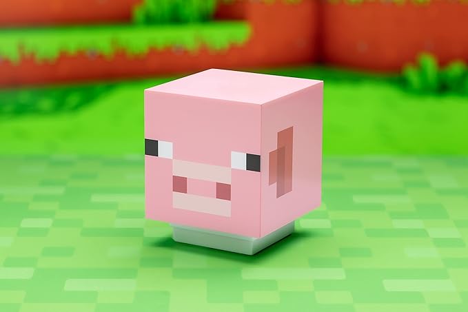 Paladone Minecraft Pig Light with Sound, Handheld Night Light & Fun Minecraft Toy for Kids, Minecraft Room Decor - LeafyLoom