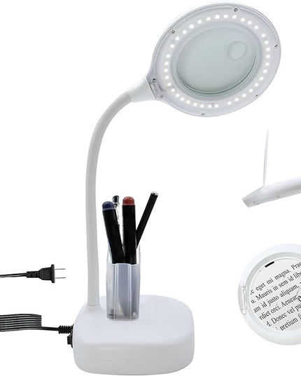 5X Magnifying Glass Lamp, 2-in-1 Magnifier Light, 36 Beads Desk Lighted and 10X Magnifiers Lamps Flexible Gooseneck Stand LED Desk Magnifiers Glass with Light Hands Free for Craft Reading - LeafyLoom