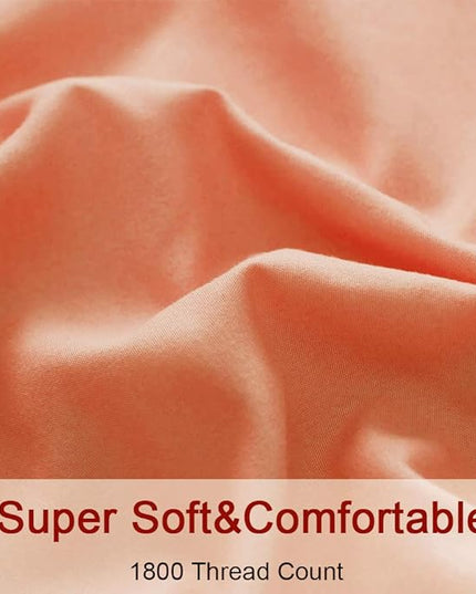 SONORO KATE Bed Sheet Set Super Soft Microfiber 1800 Thread Count Luxury Egyptian Sheets 16-Inch Deep Pocket，Wrinkle -3 Piece (Coral, Twin XL) - LeafyLoom