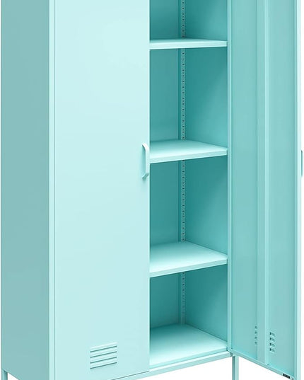 Novogratz Cache Tall 2 Door Metal Locker Cabinet, Mint - LeafyLoom