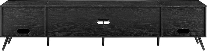Walker Edison Nora Modern Minimal Open-Shelf Stand for TVs up to 90 Inches, 80 Inch, Black - LeafyLoom