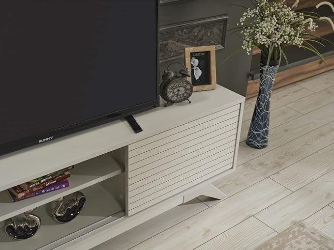 NicBex TV Stand for 60 Inch TV Modern TV Media Console Table with 2 Sliding Door Cabinet 2 Shelves,Entertainment Center with Storage for Living Room,67 Inch,Grey - LeafyLoom