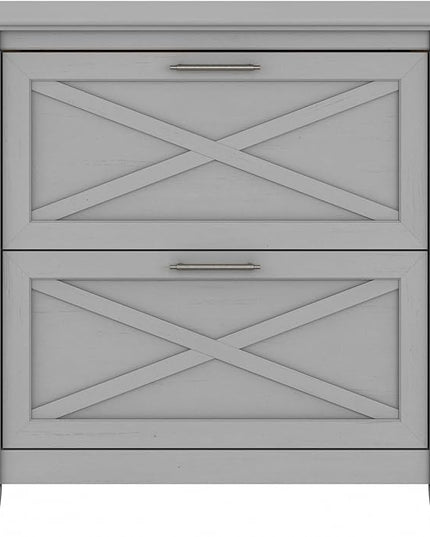 Bush Furniture Key West 2 Drawer Lateral File Cabinet in Cape Cod Gray | Document Storage for Home Office | Accent Chest with Drawers - LeafyLoom