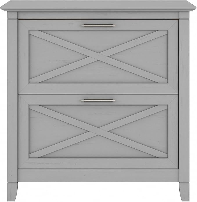 Bush Furniture Key West 2 Drawer Lateral File Cabinet in Cape Cod Gray | Document Storage for Home Office | Accent Chest with Drawers - LeafyLoom
