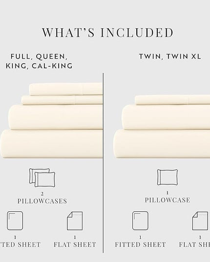 Linen Market Bed Sheets for Queen Size Bed (Ivory) - Sleep Better Than Ever with These Soft and Cooling Queen Sheets - Deep Pocket Fits 16" Thick Beds - 4 Piece Queen Sheet Set - LeafyLoom
