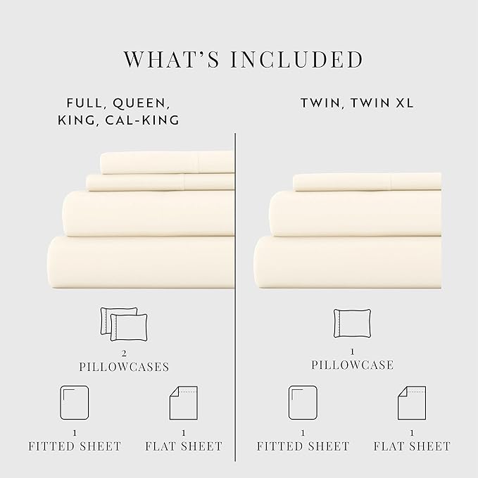Linen Market Bed Sheets for Queen Size Bed (Ivory) - Sleep Better Than Ever with These Soft and Cooling Queen Sheets - Deep Pocket Fits 16" Thick Beds - 4 Piece Queen Sheet Set - LeafyLoom