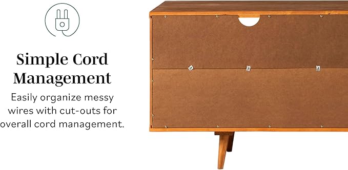 Walker Edison 3-Drawer Mid Century Modern Wood TV Stand for TV's up to 65" Flat Screen Cabinet Door Living Room Storage Entertainment Center, 58 Inch, Caramel - LeafyLoom