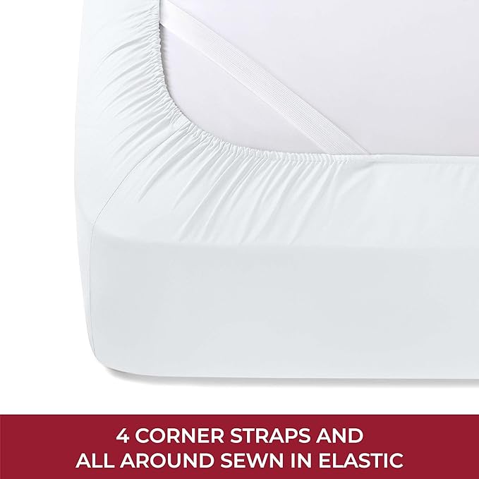 Mellanni RV Short Queen Sheets - 4 PC Iconic Collection Bedding Sheets & Pillowcases - Hotel Luxury, Extra Soft, Cooling Bed Sheets - Deep Pocket up to 10 inch (RV/Short Queen, White) - LeafyLoom
