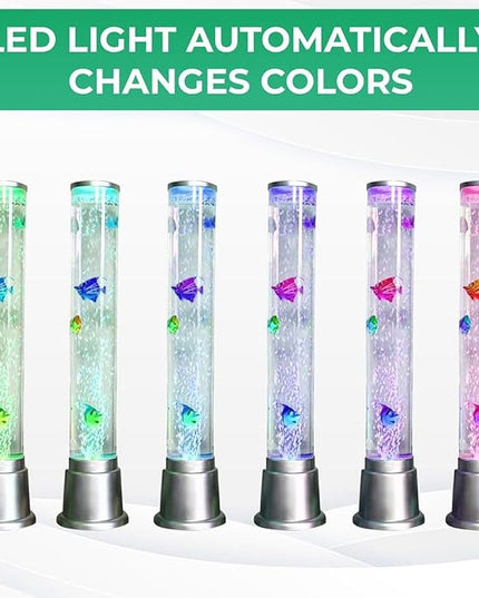 Shop LC Electric Fake Fish Tank Aquarium Lamp with 6 LED Glowing Colors Changing Lights and Sensory Bubble Tube Lamp - Artificial Fish Tank with Moving Fish - Night Light Sensory Lamp Birthday Gifts - LeafyLoom