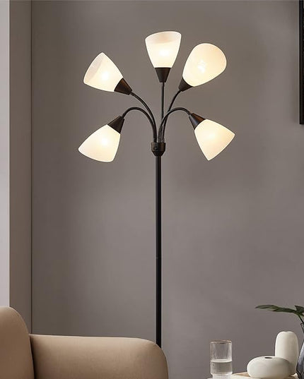 Medusa Floor Lamps Standing Lamps 5 Heads Adjustable Reading Light Large Shade Use E26 A19 Bulb Floor Lamps for Living Room Bedroom by ONEXT - LeafyLoom