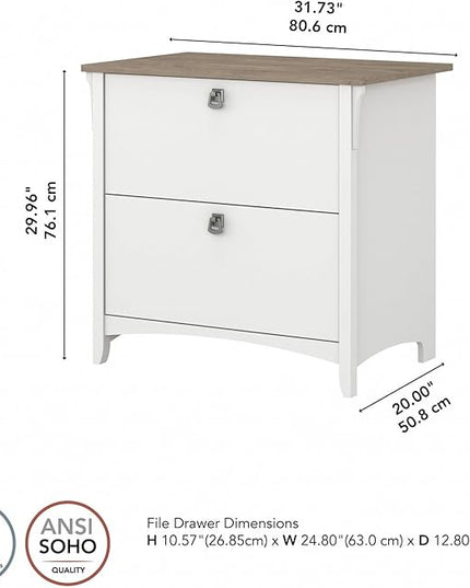 Bush Furniture Salinas 2 Drawer Lateral File Cabinet in Pure White and Shiplap Gray - LeafyLoom