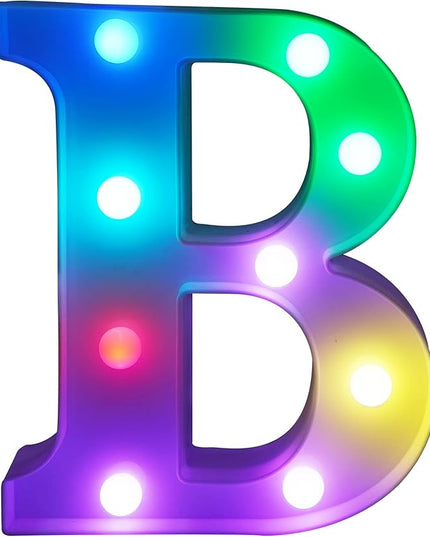 Colorful Letter LED Lights, 16 Colors Changing LED Marquee Letter Lights, Dimmable Night Lights for Wedding, Birthday, Holiday, Party, Bar, Christmas Decoration,Dorm Room Decor- Multicolor B - LeafyLoom