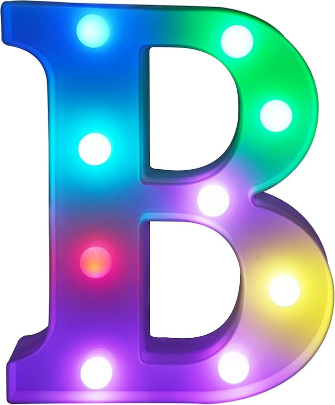 Colorful Letter LED Lights, 16 Colors Changing LED Marquee Letter Lights, Dimmable Night Lights for Wedding, Birthday, Holiday, Party, Bar, Christmas Decoration,Dorm Room Decor- Multicolor B - LeafyLoom