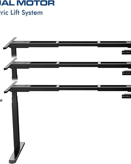 AIMEZO Standing Desk Frame, Dual Motor Electric Height Adjustable Sit Stand Desk Frame with 4 Memory Preset Button, USB Charging Port for Home Office (3 Tier Legs, Black) - LeafyLoom