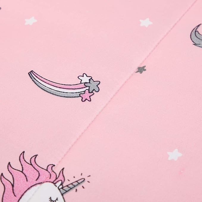 Uozzi Bedding Bed in a Bag 7 Pieces Queen Size Unicorn Pink with Rainbow Star - Soft Microfiber, Reversible Bed Comforter Set (1 Comforter, 2 Pillow Shams, 1 Flat Sheet, 1 Fitted Sheet, 2 Pillowcases) - LeafyLoom