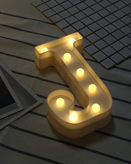 LED Marquee Letter Lights Sign 26 Alphabet Light Up Letters Sign for Night Light Wedding Birthday Party Battery Powered Christmas Lamp Home Bar Decoration (J) - LeafyLoom
