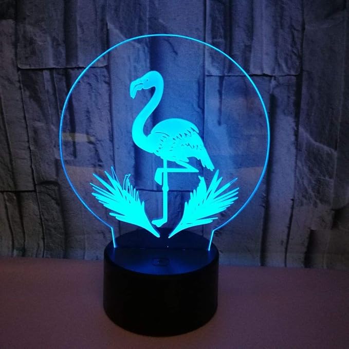 Flamingo Lamp - Acrylic 3D Night Lights USB LED Table Lamp Home r2d2 3D Arts Lamp - 3D Optical Illusions 7 Color Changing Bedroom Decor Night Light Gifts for Elder Father Mother & Friends. - LeafyLoom