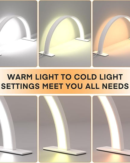 Half Moon Light for Nail Desk, Lash Light Led Nail Tech Lamp Half Moon Light Table Lamp Desk Lamp for Nail Lash Eyelash Extension Tattoo Eyebrows LED Table Lamp Desk Lamp（White） - LeafyLoom